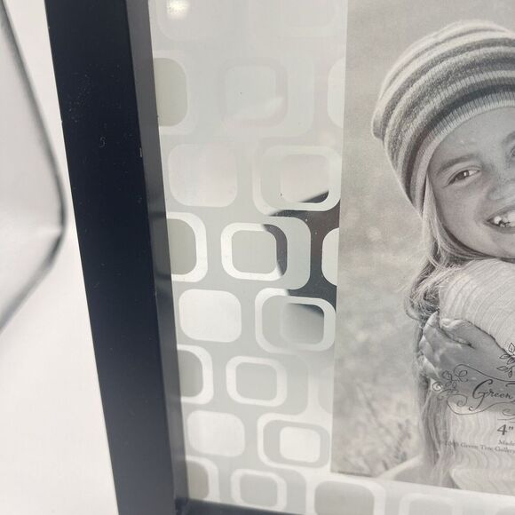 New Modern PHOTO FRAME (Green-Tree Gallery) Black Glass 4"x6" Picture - Picture 2 of 4